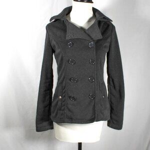 Y2K 2000s Dark Gray Light Weight Double Breasted Peacoat Juniors Medium